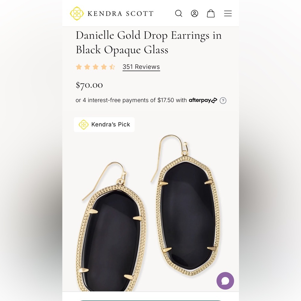 Kendra Scott Black and gold Danielle drop earrings